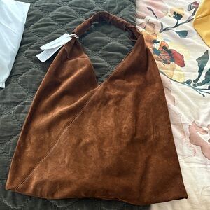 NWT Cheval Brown Suede Shoulder Bag